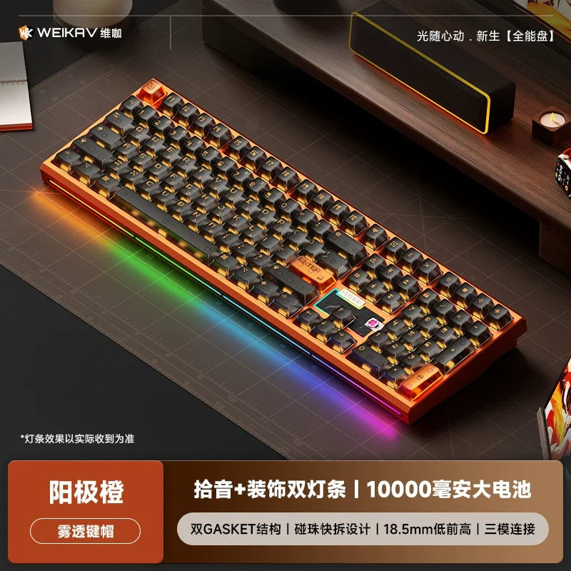 WEIKAV NUT108 Mechanical Keyboard Aluminum Alloy Wireless Tri Mode Double GASKET Structure Office Gaming Keyboard PC Accessory