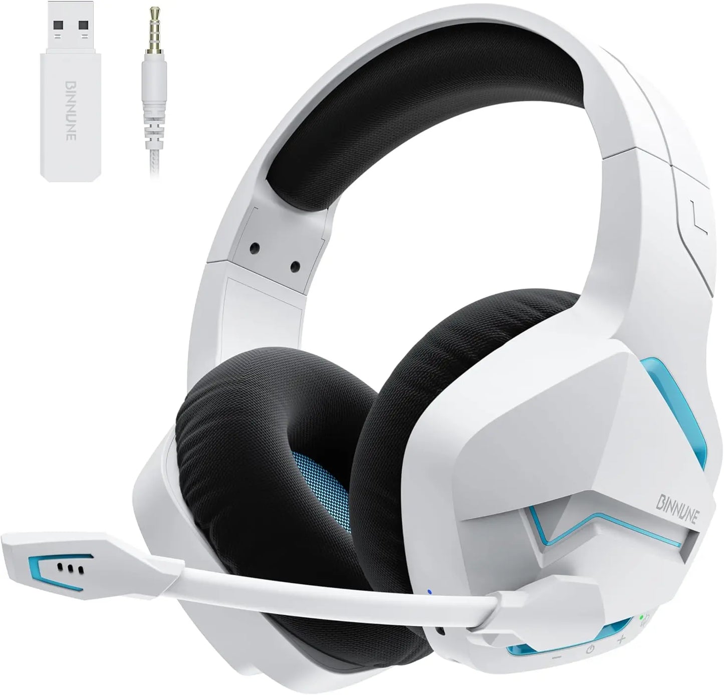 BINNUNE Dual Wireless Gaming Headset with mic for PC PS4 PS5, Bluetooth Gaming Headset for Laptop Computer, Gaming Headphones