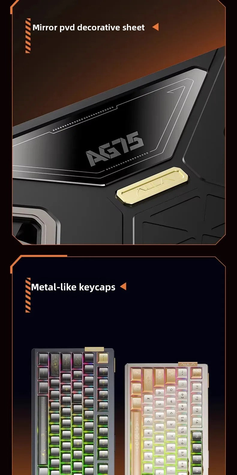 AULA AG75 Magnetic Axis Mechanical Keyboard Low Latency Gaming Keyboard All-aluminum Alloy 75% Layout Gaming Keyboard PC Gift