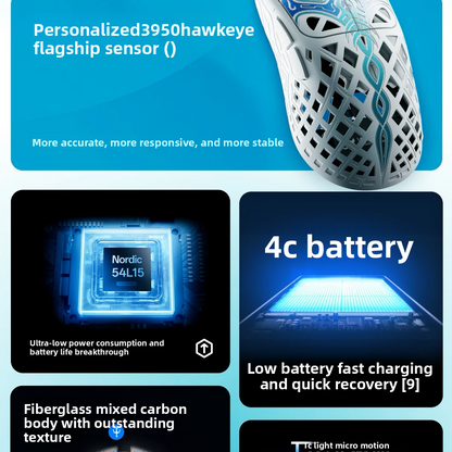 Waizowl TRIAINA Wireless Gaming Mouse Paw3950 Lightweight Ergonomic E-sports Mice Fast Charging Long Battery Life Customized PC