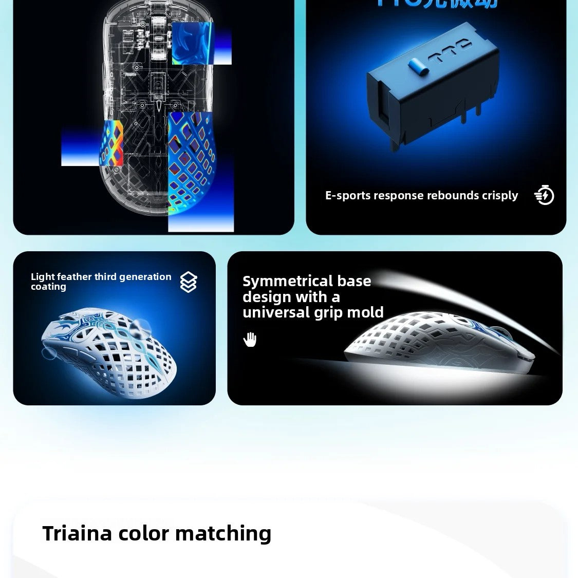 Waizowl TRIAINA Wireless Gaming Mouse Paw3950 Lightweight Ergonomic E-sports Mice Fast Charging Long Battery Life Customized PC