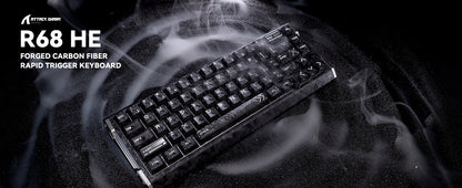ATTACK SHARK R68 HE 8000Hz Carbon Fiber Rapid Trigger Gaming Keyboard, 60% RGB Hall Effect Wired Magnetic Keyboard, CNC Aluminum