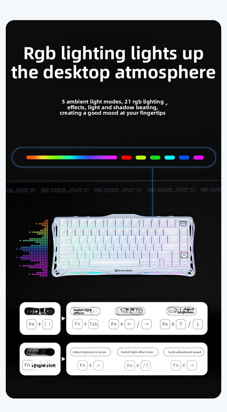 GravaStar K1 Lite E-sports Mechanical keyboard Hot-swap Tri-mode Gasket Gaming keyboard Long Batter Life For PC Gamer Gifts