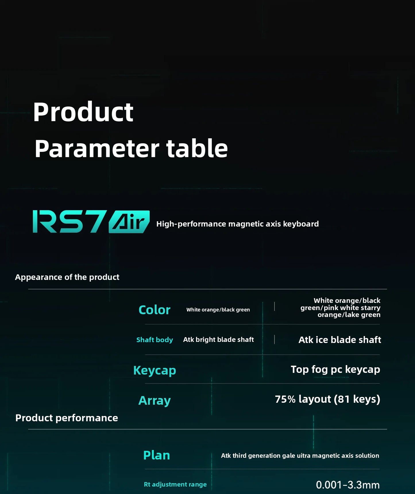 ATK RS7 Air Magnetic Switch Gaming Keyboard Wired 0.001mm 8k E-sports Mouse Ergonomics Custom PC Accessory Mechanical Keyboard