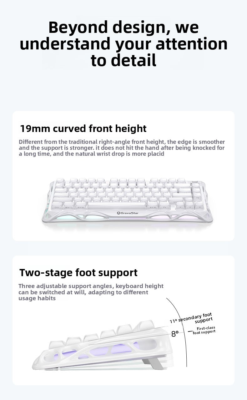 GravaStar K1 Lite E-sports Mechanical keyboard Hot-swap Tri-mode Gasket Gaming keyboard Long Batter Life For PC Gamer Gifts