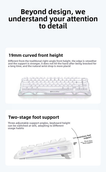 GravaStar K1 Lite E-sports Mechanical keyboard Hot-swap Tri-mode Gasket Gaming keyboard Long Batter Life For PC Gamer Gifts