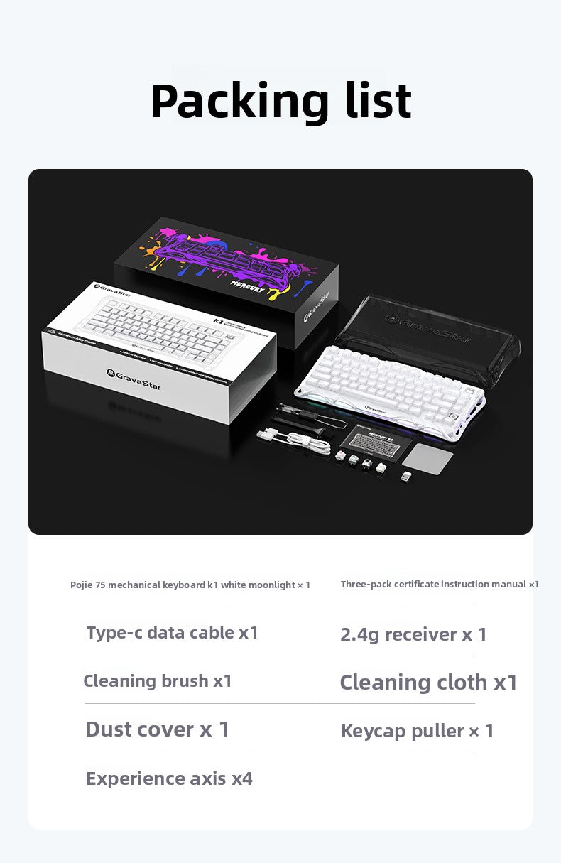 GravaStar K1 Lite E-sports Mechanical keyboard Hot-swap Tri-mode Gasket Gaming keyboard Long Batter Life For PC Gamer Gifts