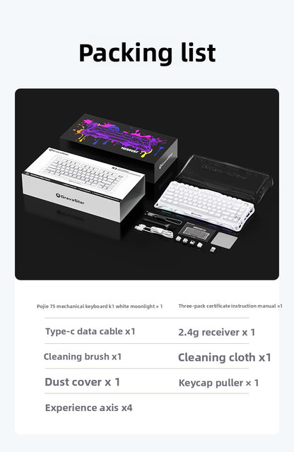GravaStar K1 Lite E-sports Mechanical keyboard Hot-swap Tri-mode Gasket Gaming keyboard Long Batter Life For PC Gamer Gifts