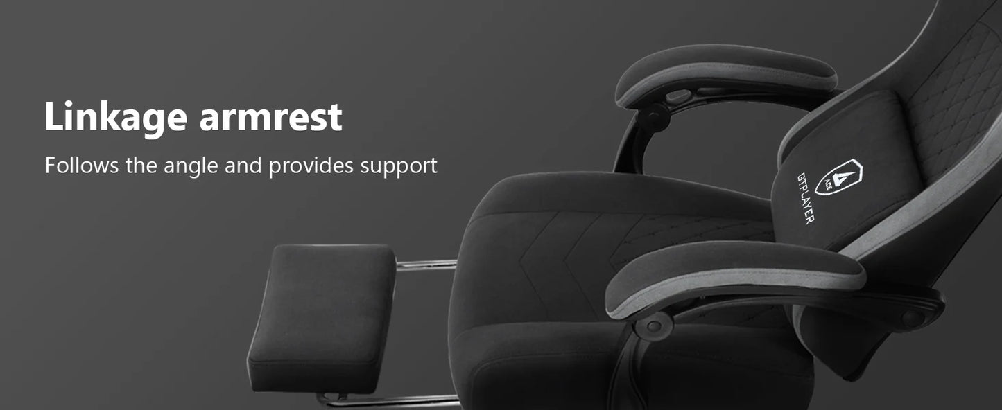 GTPLAYER Fabric Gaming Chair with Footrest, Computer Desk Chair with Pocket Spring Cushion, Home Office Ergonomic Chair
