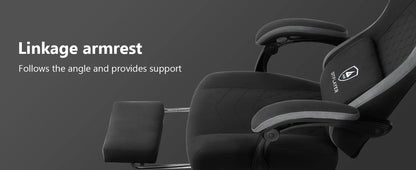 GTPLAYER Fabric Gaming Chair with Footrest, Computer Desk Chair with Pocket Spring Cushion, Home Office Ergonomic Chair