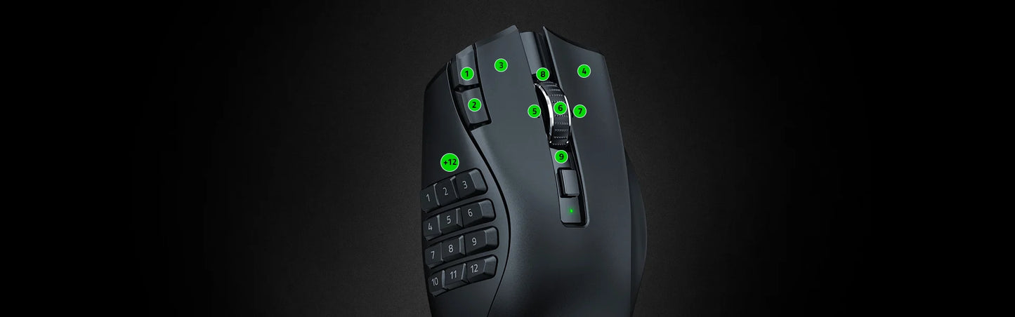 Razer Naga V2 HyperSpeed Wireless MMO Gaming Mouse: 19 Programmable Buttons 30K Optical Sensor- Mechanical Mouse Switches Gen-2