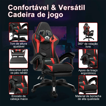 High-end Gaming Chair, Ergonomic, Height-adjustable, Flat, Foot-rest Chair (Black)