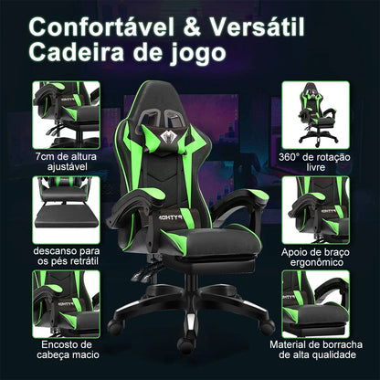 High-end Gaming Chair, Ergonomic, Height-adjustable, Flat, Foot-rest Chair (Black)
