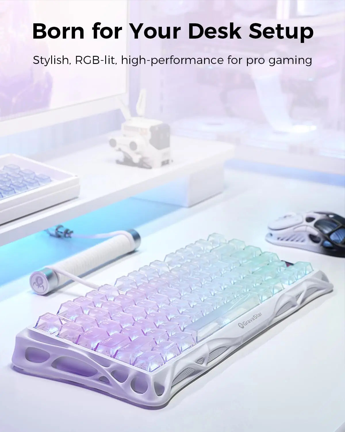 GravaStar Mercury K1 Lite 75% Gaming Keyboard 2.4GHz/BT/Wired Tri-Mode Wireless Mechanical Keyboard Gasket Hot Swappable