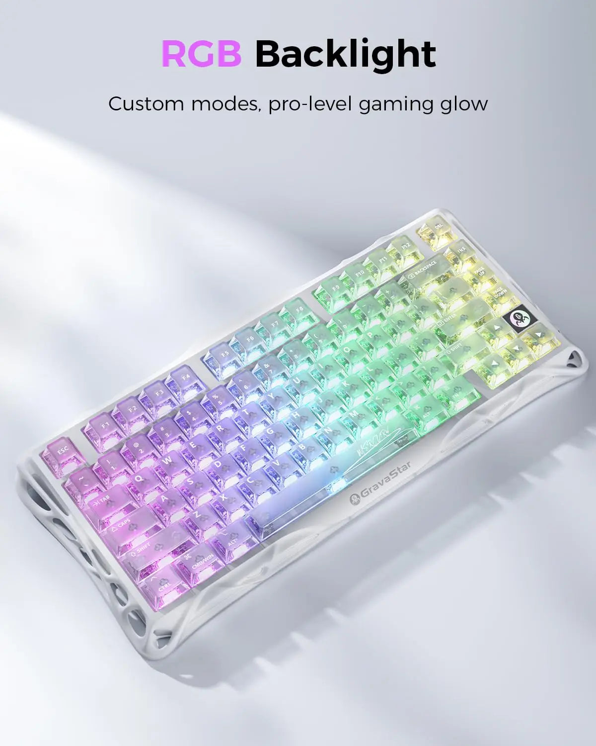 GravaStar Mercury K1 Lite 75% Gaming Keyboard 2.4GHz/BT/Wired Tri-Mode Wireless Mechanical Keyboard Gasket Hot Swappable