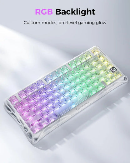 GravaStar Mercury K1 Lite 75% Gaming Keyboard 2.4GHz/BT/Wired Tri-Mode Wireless Mechanical Keyboard Gasket Hot Swappable