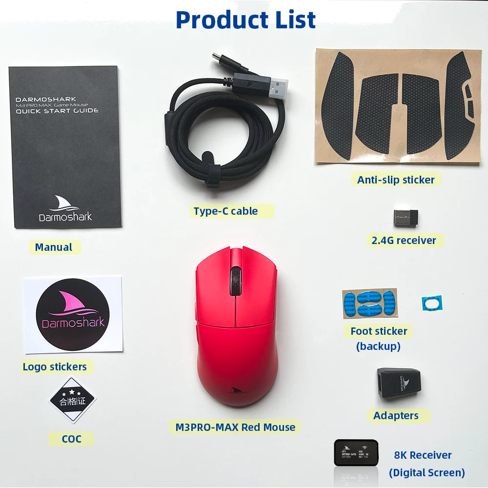 Darmoshark M3 PRO MAX Wireless Gaming Mouse Tri Mode PAW3950 30000DPI Ergonomic Optical Mice For Computer Laptop PC Gamer 4K 8K