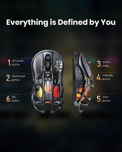 New GravaStar Mercury M2 Wireless Gaming Mouse, Lightweight Hollowed-Out Design, 5 Programmable DPI,26,000 DPI, PAW3395DM Sensor