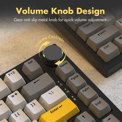 AJAZZ AK820 Wired Mechanical Gaming Keyboard 75% Layout 82 Key Hot-Swappable Design Metal Volume Knob Ideal Esports Office Use