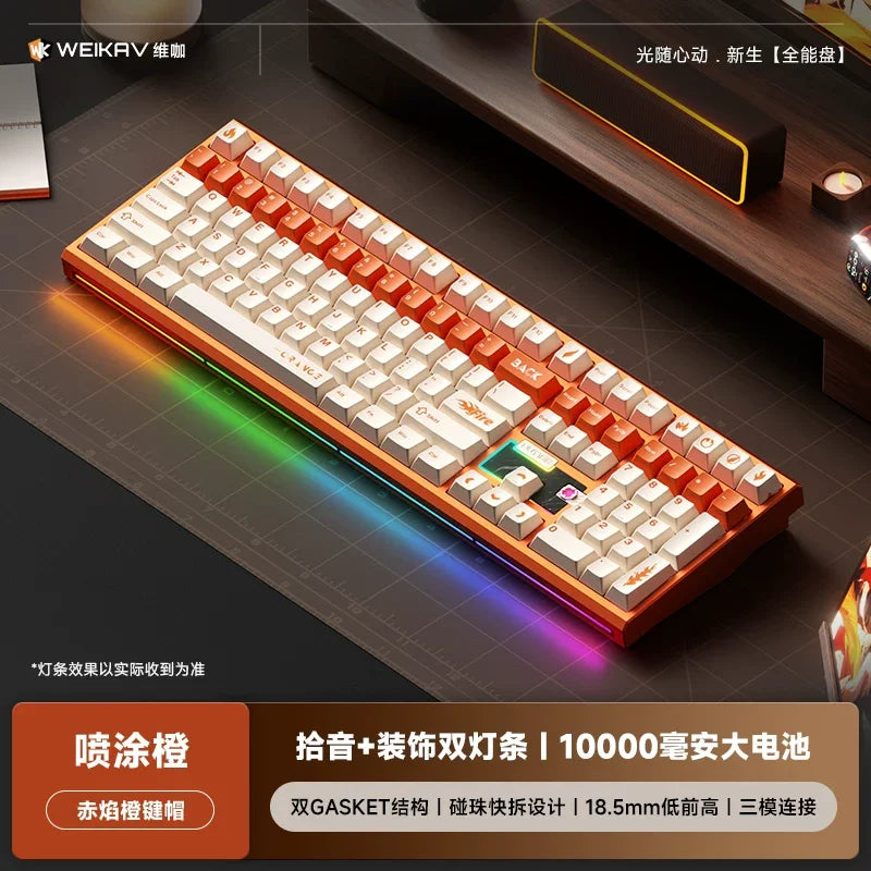 WEIKAV NUT108 Mechanical Keyboard Aluminum Alloy Wireless Tri Mode Double GASKET Structure Office Gaming Keyboard PC Accessory