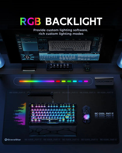GravaStar Mercury K1 Lite 75% Gaming Keyboard 2.4GHz/BT/Wired Tri-Mode Wireless Mechanical Keyboard Gasket Hot Swappable