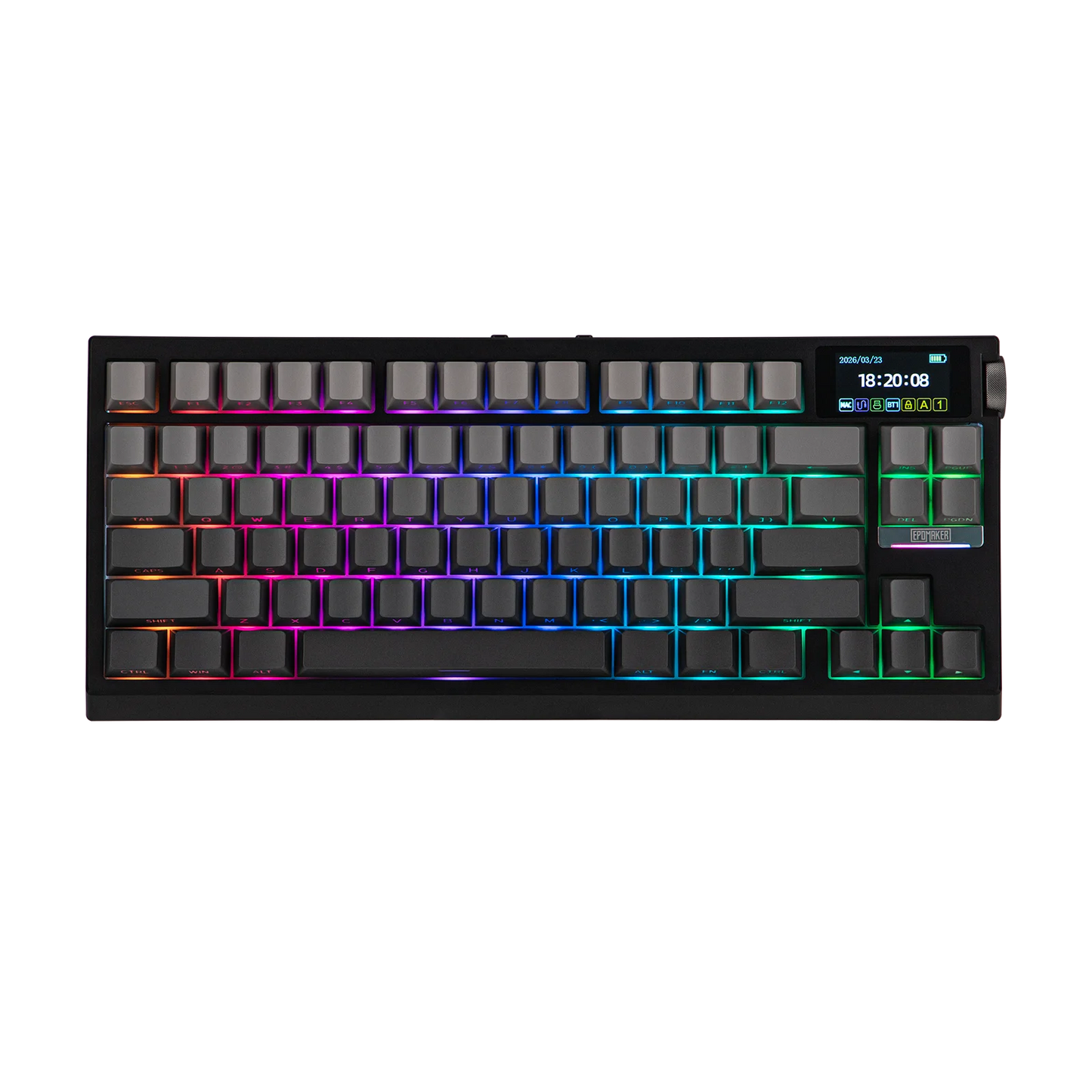 EPOMAKER G84 PRO 80% ANSI US QWERTY Layout Wired/Bluetooth/2.4Ghz Wireless Mechanical Gaming Keyboard Glass Screen & Metal Knob