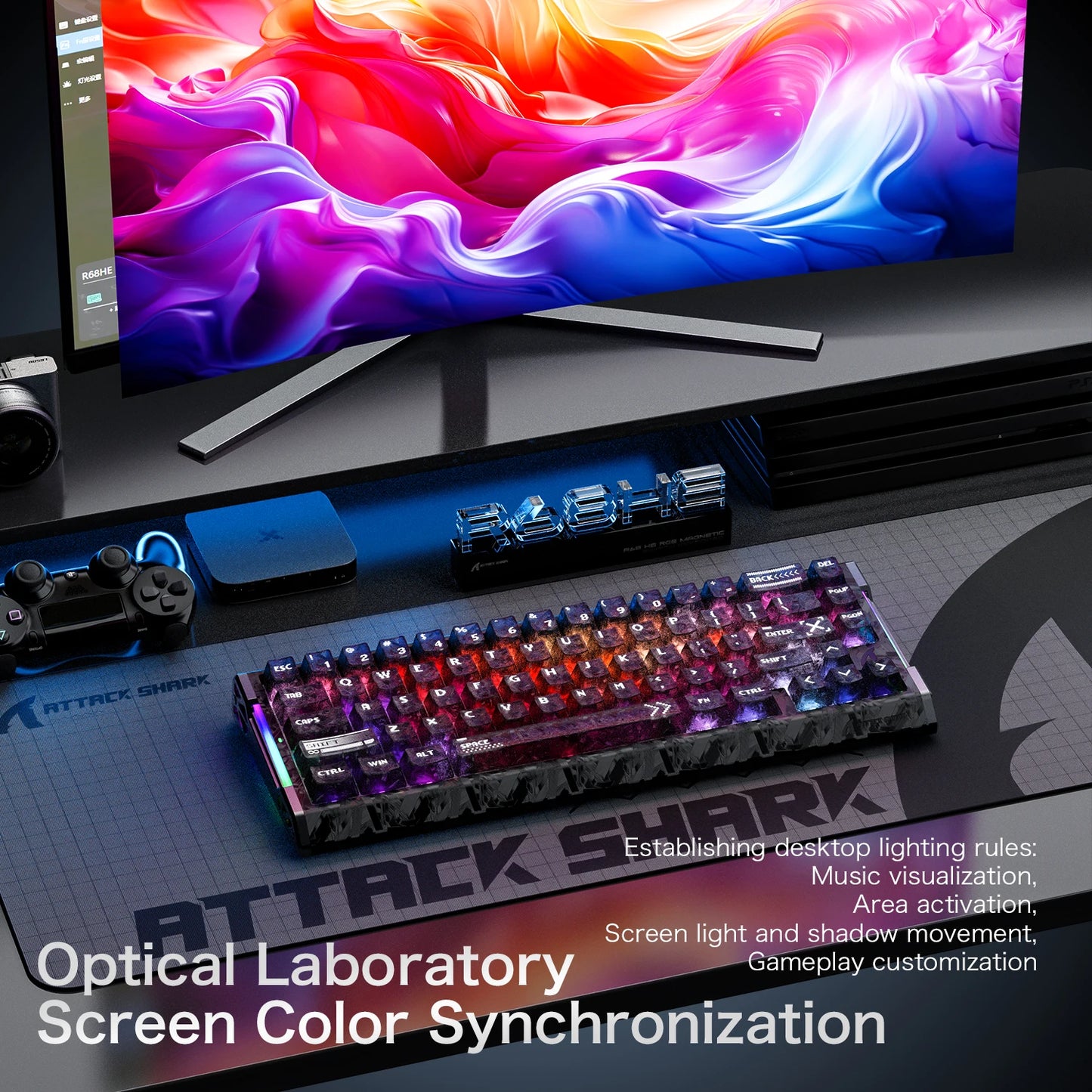 ATTACK SHARK R68 HE 8000Hz Carbon Fiber Rapid Trigger Gaming Keyboard, 60% RGB Hall Effect Wired Magnetic Keyboard, CNC Aluminum