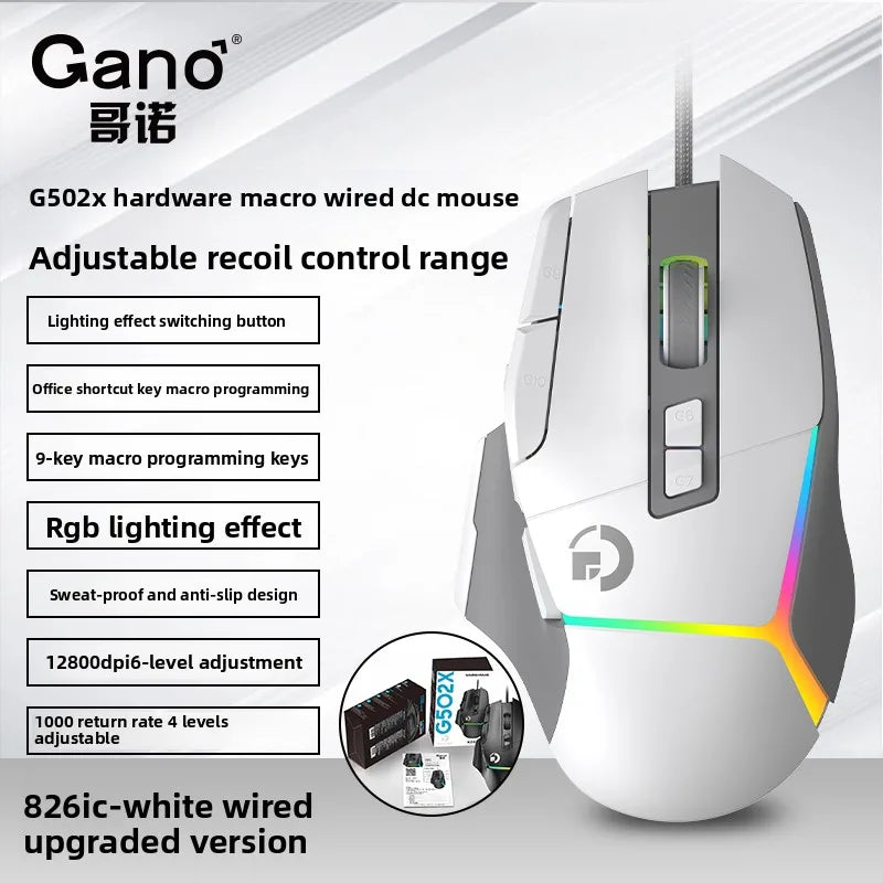 Wireless G502X Gaming Mouse, Ergonomic USB Rechargeable Bluetooth Mouse, Optical Sensor Programmable Mice with Wired Mode O