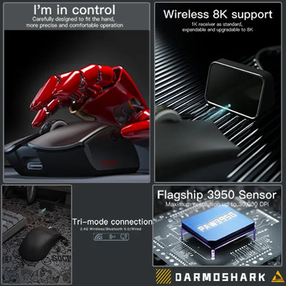 Darmoshark M3 PRO MAX Wireless Gaming Mouse Tri Mode PAW3950 30000DPI Ergonomic Optical Mice For Computer Laptop PC Gamer 4K 8K
