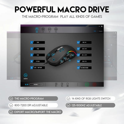 Gaming Ergonomic Mouse RGB Gaming Wired Mouse with 12800 Adjustable DPI, 10Programmable Buttons,for Gamer Office
