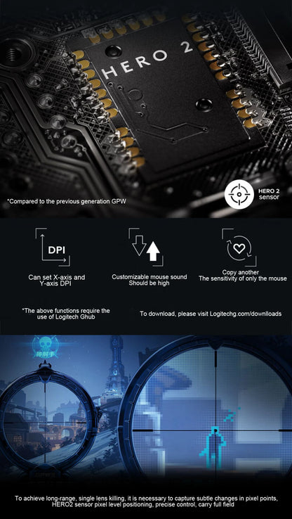 LogitechG PRO X SUPERLIGHT 2 Wireless Gaming Mouse 8000Hz 32000DPI 60g Lightweight for FPS MOBA eSports