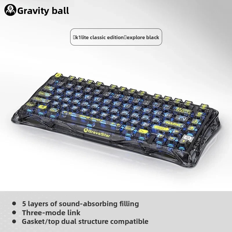 GravaStar K1 Lite E-sports Mechanical keyboard Hot-swap Tri-mode Gasket Gaming keyboard Long Batter Life For PC Gamer Gifts