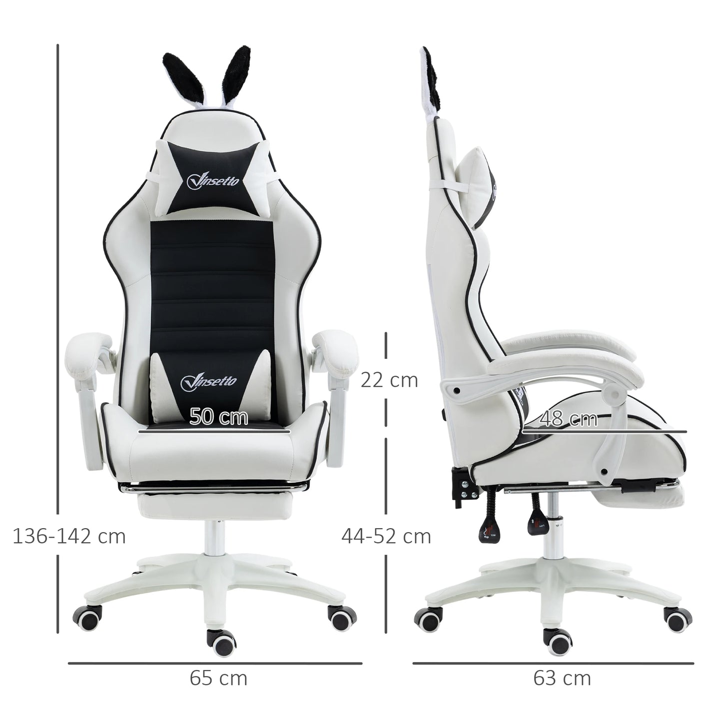 Vinsetto Pu Leather Swivel Gaming Chair with Adjustable Height 65X63X136-142Cm
