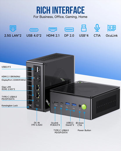 GMKtec K8 Plus Mini PC AMD R7 8845HS 8-core 16-thread DDR5 5600Mhz Pcie 4.0 SSD WIFI6 BT5.2 Win11 Pro Desktop Gaming PC