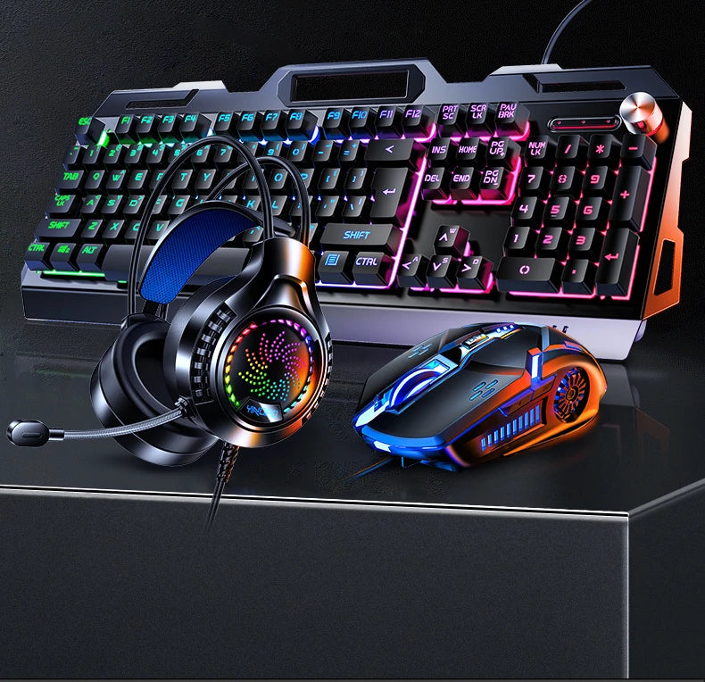 3 In1 RGB Gamer Keyboard Gaming Keyboard and Mouse Headphone Gamer Kit Backlit USB Wired Computer KeyboardFor Pc Laptop Teclado