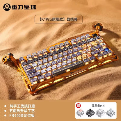 GravaStar K1 Pro Breaking Cocoon Mechanical Keyboards Long Battery Life Wireless Custom Tri-Mode Gaming Keyboard PC E-Sport Gift