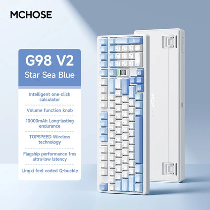 MCHOSE G98 V2 Wireless Mechanical Gaming Keyboard Tri-Mode Custom Hot Swappable Gasket Linear Switches PBT Keycaps RGB LED
