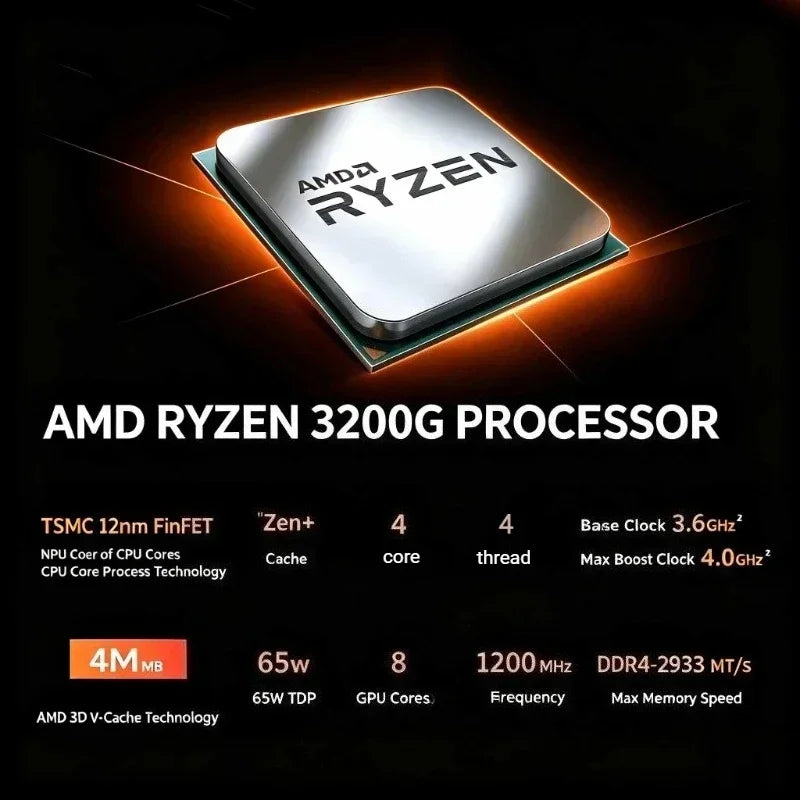 Popular AMD Quad-Core 4-Thread Gaming CPU Ryzen 3 3200G R3 3200G 3.6GHz 65W AM4 with Radeon Vega 8 Graphics