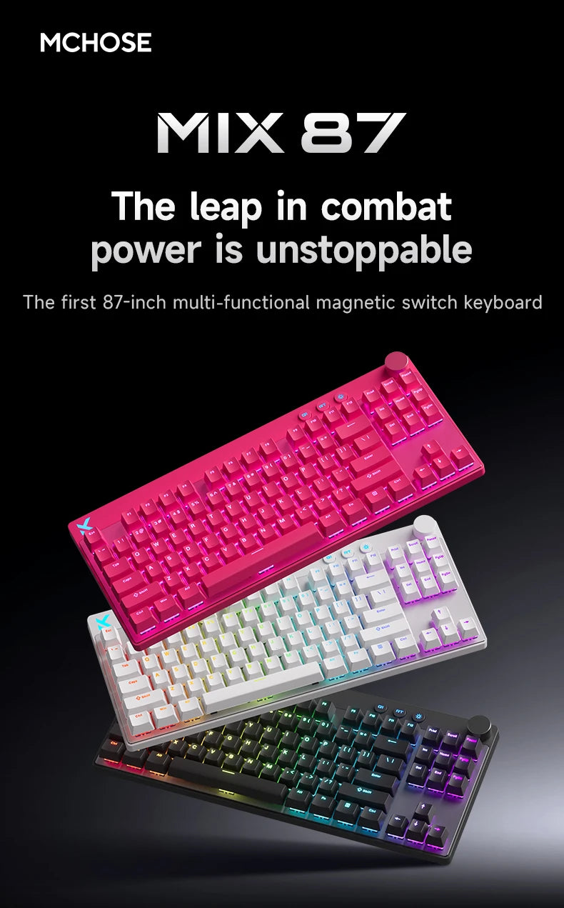MCHOSE MIX87 Magnetic Axis Keyboard Wired Gaming Keyboard RGB 8K+256K E-sport 0.08ms Low Latency 0.001mmRT Customized Keyboard