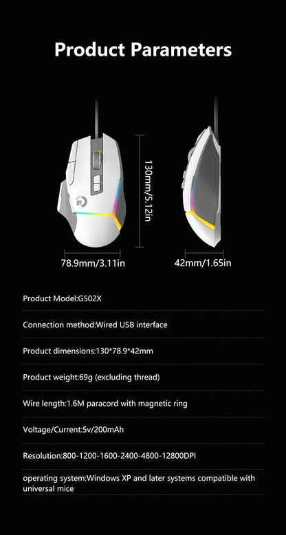 Wireless G502X Gaming Mouse, Ergonomic USB Rechargeable Bluetooth Mouse, Optical Sensor Programmable Mice with Wired Mode O