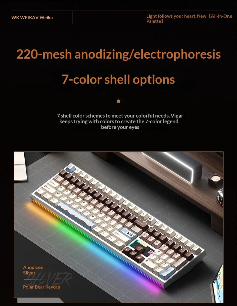 WEIKAV NUT108 Mechanical Keyboard Aluminum Alloy Wireless Tri Mode Double GASKET Structure Office Gaming Keyboard PC Accessory