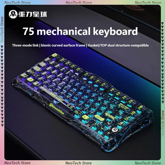 GravaStar Mercury K1 Lite 75% Gaming Keyboard 2.4GHz/BT/Wired Tri-Mode Wireless Mechanical Keyboard Gasket Hot Swappable