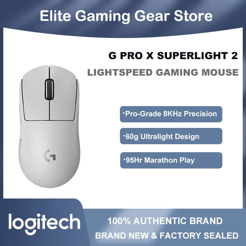 LogitechG PRO X SUPERLIGHT 2 Wireless Gaming Mouse 8000Hz 32000DPI 60g Lightweight for FPS MOBA eSports