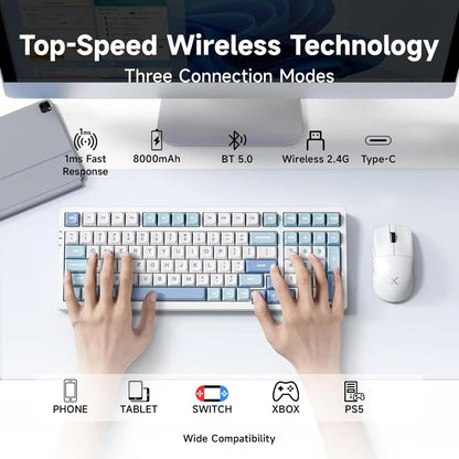 MCHOSE G98 V2 Wireless Mechanical Gaming Keyboard Tri-Mode Custom Hot Swappable Gasket Linear Switches PBT Keycaps RGB LED