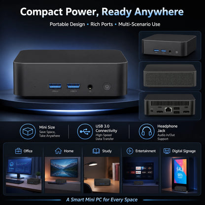 Mini PC Intel Core i9 10980HK N150 Computer Gaming PC 16GB 32GB RAM 1TB M.2 SSD Windows 11 Pro WiFi 6 BT5.2 UHD Gamer Desktop PC
