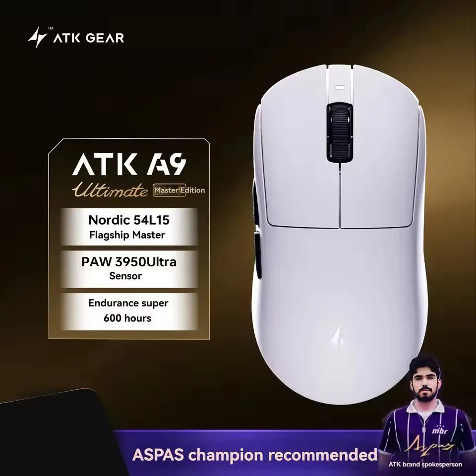 ATK A9 Air Ultimate Wireless Gaming Mouse Tri-Model Dual 8KHz PAW3950UItra 42000DPI 750IPS 53g Lightweight Ergonomic E-sports
