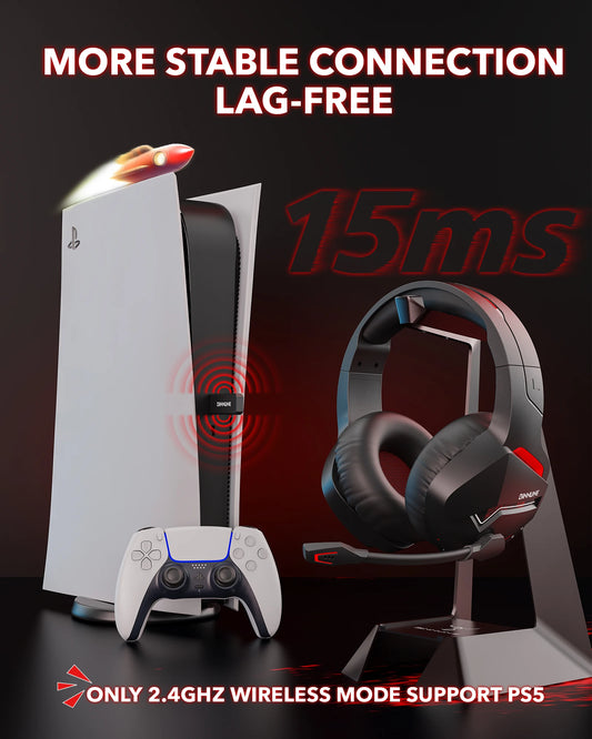 BINNUNE Dual Wireless Gaming Headset with mic for PC PS4 PS5, Bluetooth Gaming Headset  for Laptop Computer, Gaming Headphones