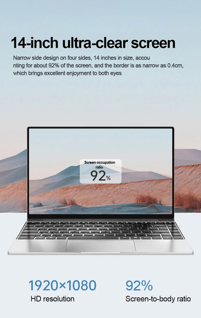 Portable Intel Core I9 10980HK 14.1' Notebook Laptop Computer PC 16GB DDR4 1TB 2TB SSD Windows 11 4K Office Gaming PC Computer