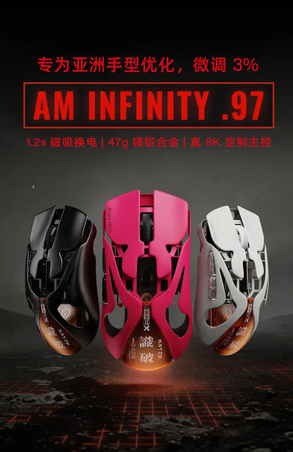 AngryMiao AM Infinity.97 Mouse Tri-mode 47g Ultra Lightweight Magnesium Alloy 8K Anti-jamming 1.2s Magnetic Charge Gaming Mouse