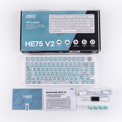 EPOMAKER HE75 V2 75% ANSI US Layout Wired/Bluetooth/2.4Ghz Wireless Hall Effect Gaming Keyboard with Rapid Triggering & SOCD